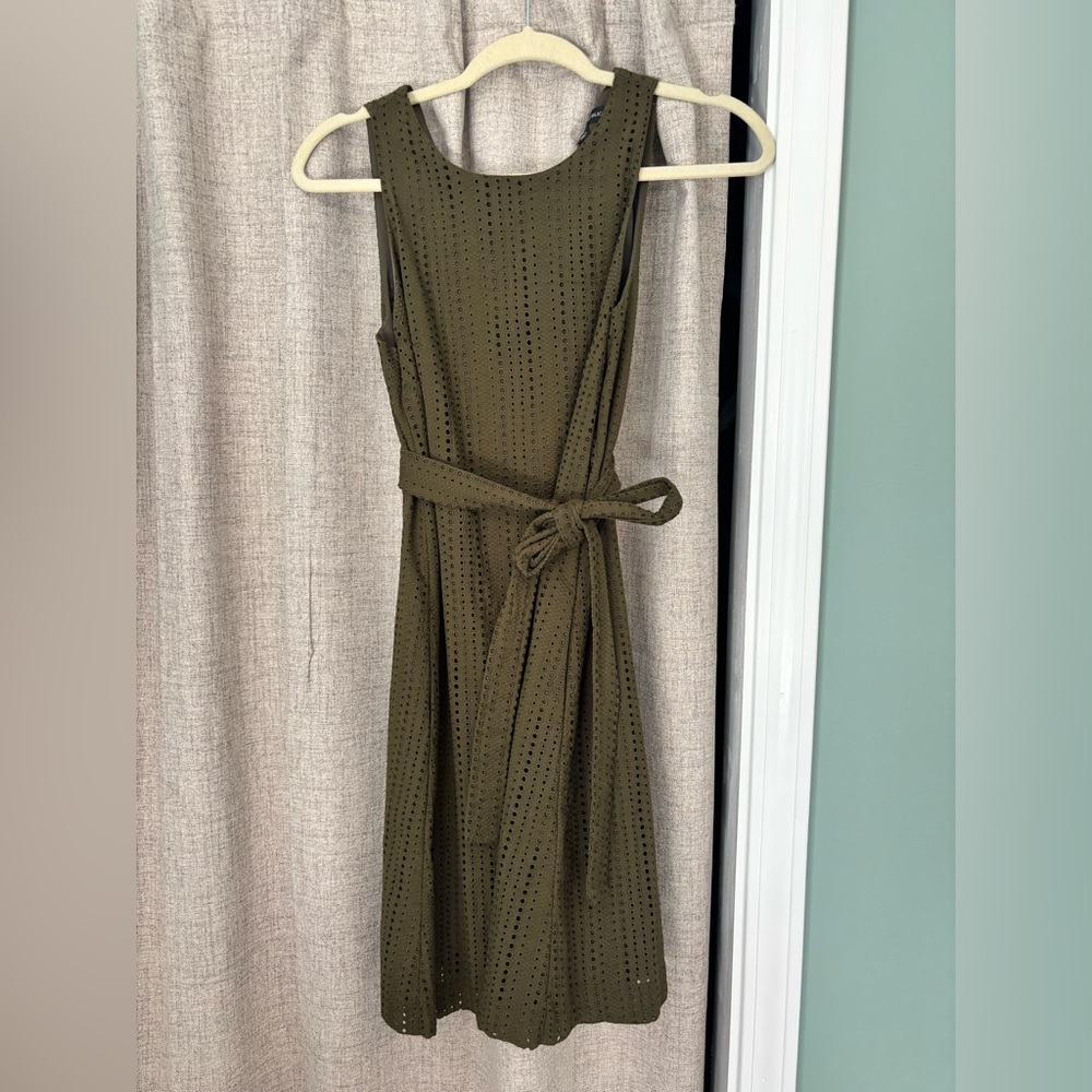 Banana republic olive eyelet a-line dress size 0